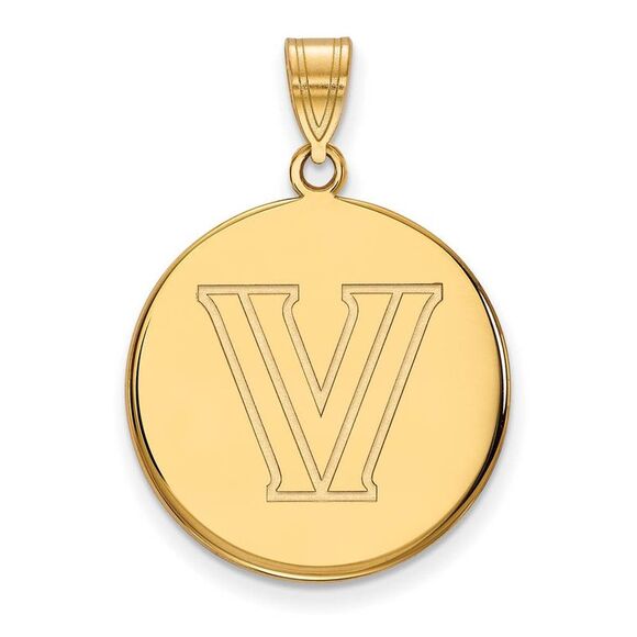 10k Yellow Gold Villanova U. Large Logo Disc Pendant